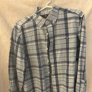 Mens large Vineyard Vines blue plaid button down